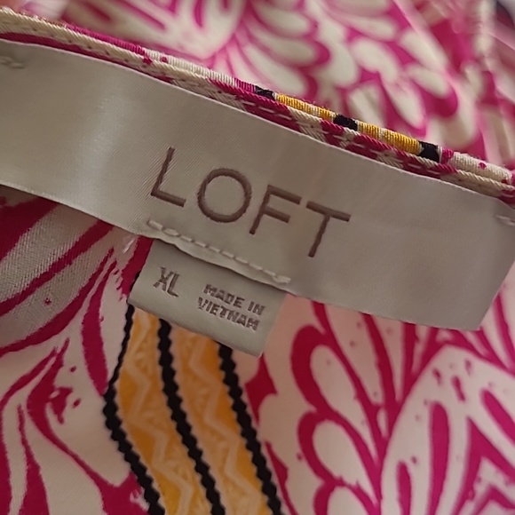 LOFT Pink and Yellow Patterned Sleeveless Dress - Picture 5 of 5